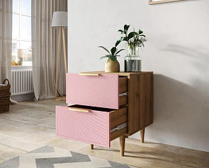 красивые Тумбочка с двумя ящиками "Line" LN07/GR1/pink в интернет-магазине