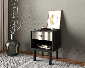 Тумбочка с верхним ящиком "Emerson" арт EM11/milky/L в интерьере