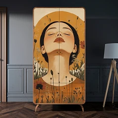 Шкаф в скандинавском стиле "Ellipse Print" с ящиками арт EL15/Art09 в интерьере