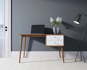 фото Стол рабочий "Berber" принт 15 с одной тумбой арт BB20/Print_15 в интерьере