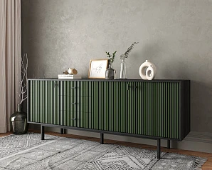 заказать Комод с тремя дверками и тремя ящиками "Emerson" арт EM07/green/L