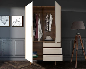 фото Шкаф в скандинавском стиле "Bruni white" с ящиками арт BR27WH