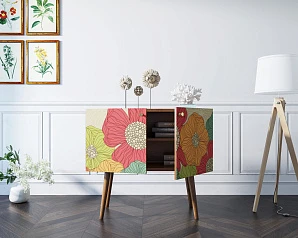 Комод на высоких ножках "Berber" малый принт 5 арт BB13/Print_05 в интерьере
