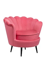 Низкое кресло ракушка Pearl Karmin на черных ножках