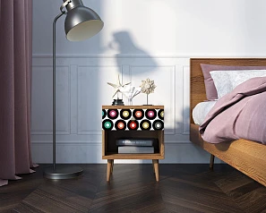 Тумбочка "Berber" с открытой полкой 37 принт арт BB33/Print_37, разноцветная в интерьере