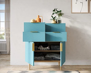 купить Большой комод с четырьмя ящиками и дверками "Line" LN17/GR1/blue