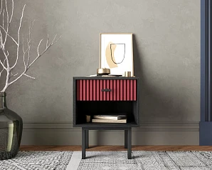 купить стильные Тумбочка с верхним ящиком "Emerson" арт EM11/red/L в интернет-магазине