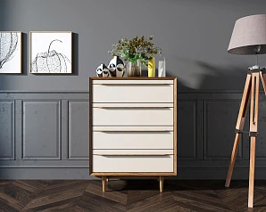 купить Комод в Скандинавском стиле "Bruni white" на четыре ящика арт BR08WH в интернет-магазине