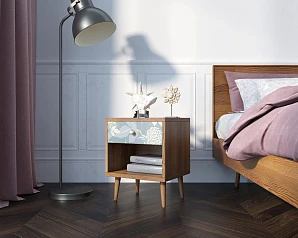 Тумбочка "Berber" с открытой полкой 39 принт арт BB33/Print_39, разноцветная в интерьере