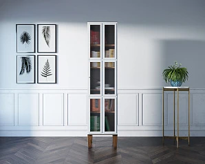 купить Шкаф одностворчатый "Andersen" с рифлеными стеклами арт AN13WH в интернет-магазине