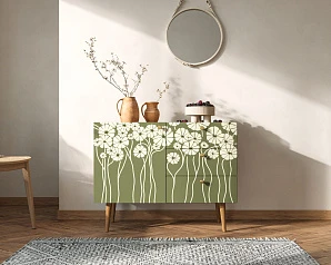 Комод "Berber" три ящика и дверка арт BB34/Print_53 в интерьере