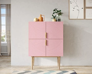 заказать Малый комод с четырьмя дверками на высоких ножках "Line" LN13/GR1/pink