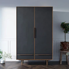 купить красивый Шкаф двустворчатый  "Bruni Black" с двумя ящиками арт BR27/2Black в интернет-магазине