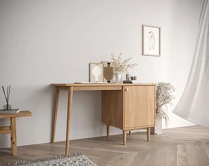 Стол рабочий Bubble Solid с правой тумбой арт BBL08S в интерьере