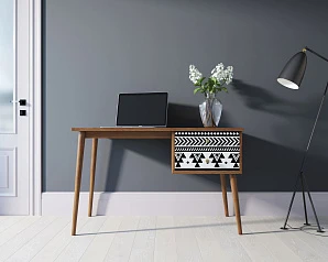 стильный Стол рабочий "Berber" принт 19 с одной тумбой арт BB20/Print_19 на заказ