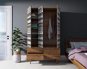 красивый Шкаф трехстворчатый "Berber" принт 19 арт BB02/Print_19 в интернет-магазине