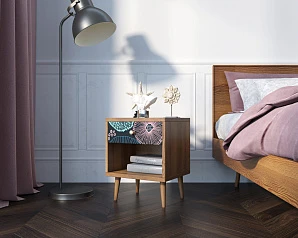 фото Тумбочка "Berber" с открытой полкой 32 принт арт BB33/Print_32, разноцветная