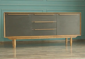 купить красивый Комод "Brun Black" с тремя ящиками и дверками арт BR-03/Black в интернет-магазине