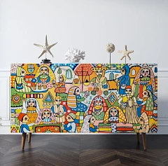 Комод "Berber" три дверки 1 принт арт BB01/Print_01 в интерьере