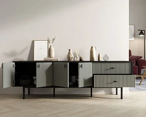 заказать Комод с четырьмя дверками и двумя ящиками "Emerson" арт EM04/gray/L