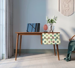 фото Стол рабочий "Berber" принт 24 с одной тумбой арт BB20/Print_24 в интерьере