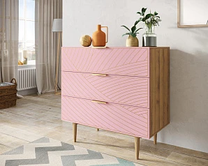 Комод с тремя ящиками "Line" LN12/GR1/pink в интерьере