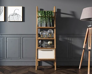 фото Узкий стеллаж "Bruni white" с открытыми полками арт BR29WH