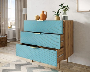 купить красивый Комод с тремя ящиками "Line" LN12/GR1/blue