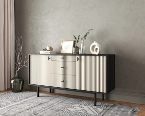 красивые Комод две дверки и три ящика "Emerson" арт EM08/milky/L