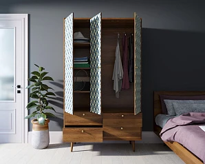 красивый Шкаф трехстворчатый "Berber" принт 13 арт BB02/Print_13