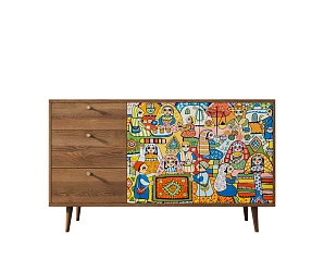 фото Комод "Berber" с двумя дверками и ящиками 1 принт арт BB05/Print_01 в интерьере