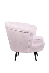 Низкое кресло ракушка Pearl Pink Boucle на черных ножках