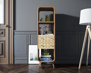 Стеллаж "Ellipse print" узкий с ящиками принт 1 арт EL17/print_01 в интернет-магазине