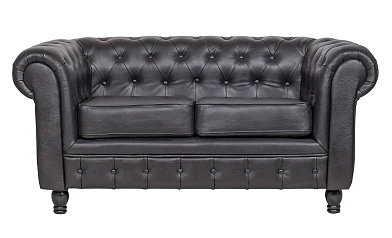 красивый Диван из черной кожи Chesterfield Black Leather 2S на заказ