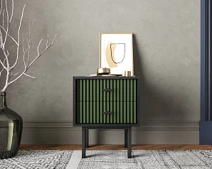 купить Тумбочка с двумя ящиками "Emerson" арт EM16/green/L в интернет-магазине