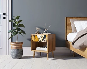 стильные Тумбочка "Berber" с открытой полкой 08 принт арт BB33/Print_08, разноцветная