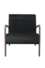 фото Низкое кресло с деревянными подлокотниками Mody Black черное в интерьере