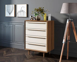 купить Комод в Скандинавском стиле "Bruni white" на четыре ящика арт BR08WH в интернет-магазине