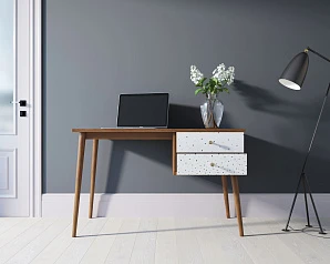 фото Стол рабочий "Berber" принт 15 с одной тумбой арт BB20/Print_15 в интерьере