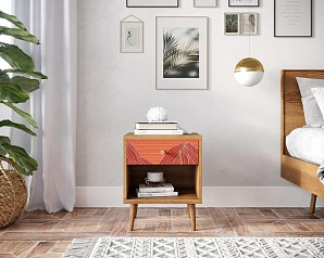 стильные Тумбочка "Berber" с открытой полкой 49 принт арт BB33/Print_49, разноцветная