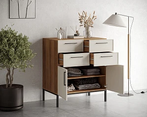 заказать Большой комод с четырьмя ящиками и дверками "Nicole" NLN17