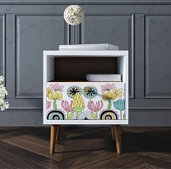 красивые Тумбочка "Berber" с одним ящиком 3 принт арт BB06/Print_03, разноцветная