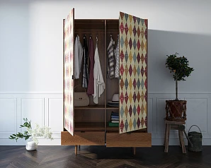 Шкаф двустворчатый  "Bruni print" с двумя ящиками арт BR27/2P в интернет-магазине