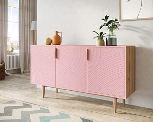 купить красивый Комод с тремя дверками "Line" LN02/GR1/pink в интернет-магазине