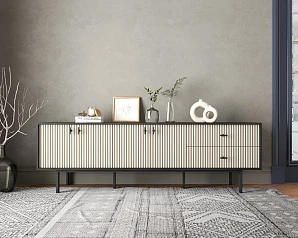 купить стильный Комод с четырьмя дверками и двумя ящиками "Emerson" арт EM04/milky/L