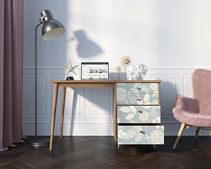 красивый Стол рабочий "Berber" принт 39 с одной тумбой арт BB31/Print_39 на заказ