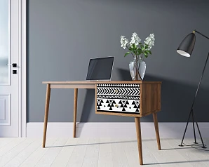 стильный Стол рабочий "Berber" принт 19 с одной тумбой арт BB20/Print_19 на заказ