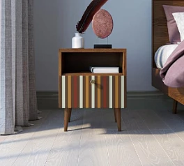 Тумбочка "Berber" с одним ящиком 20 принт арт BB06/Print_20, разноцветная в интерьере