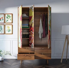 стильный Шкаф трехстворчатый "Berber" принт 6 арт BB02/Print_06