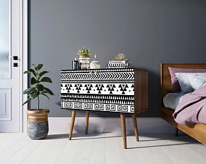 Комод на высоких ножках "Berber" малый принт 19 арт BB13/Print_19 в интерьере